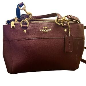 COACH Brooke Crossgrain Metallic Leather 2 Way Crossbody Carryall Satchel